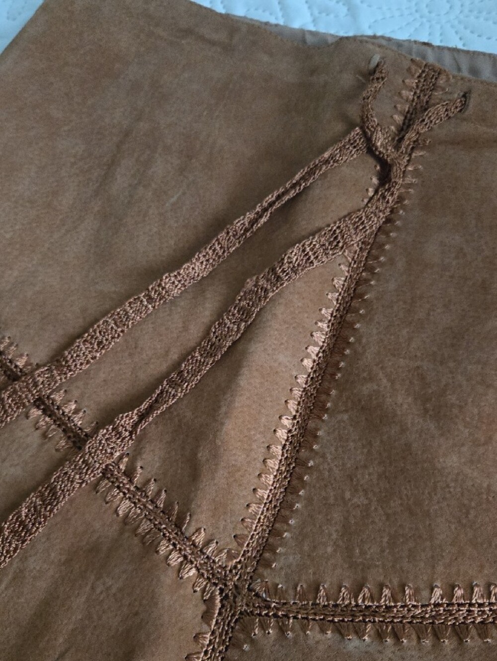 Brown Crochet-Trim Midi Skirt - Picture 2 of 6